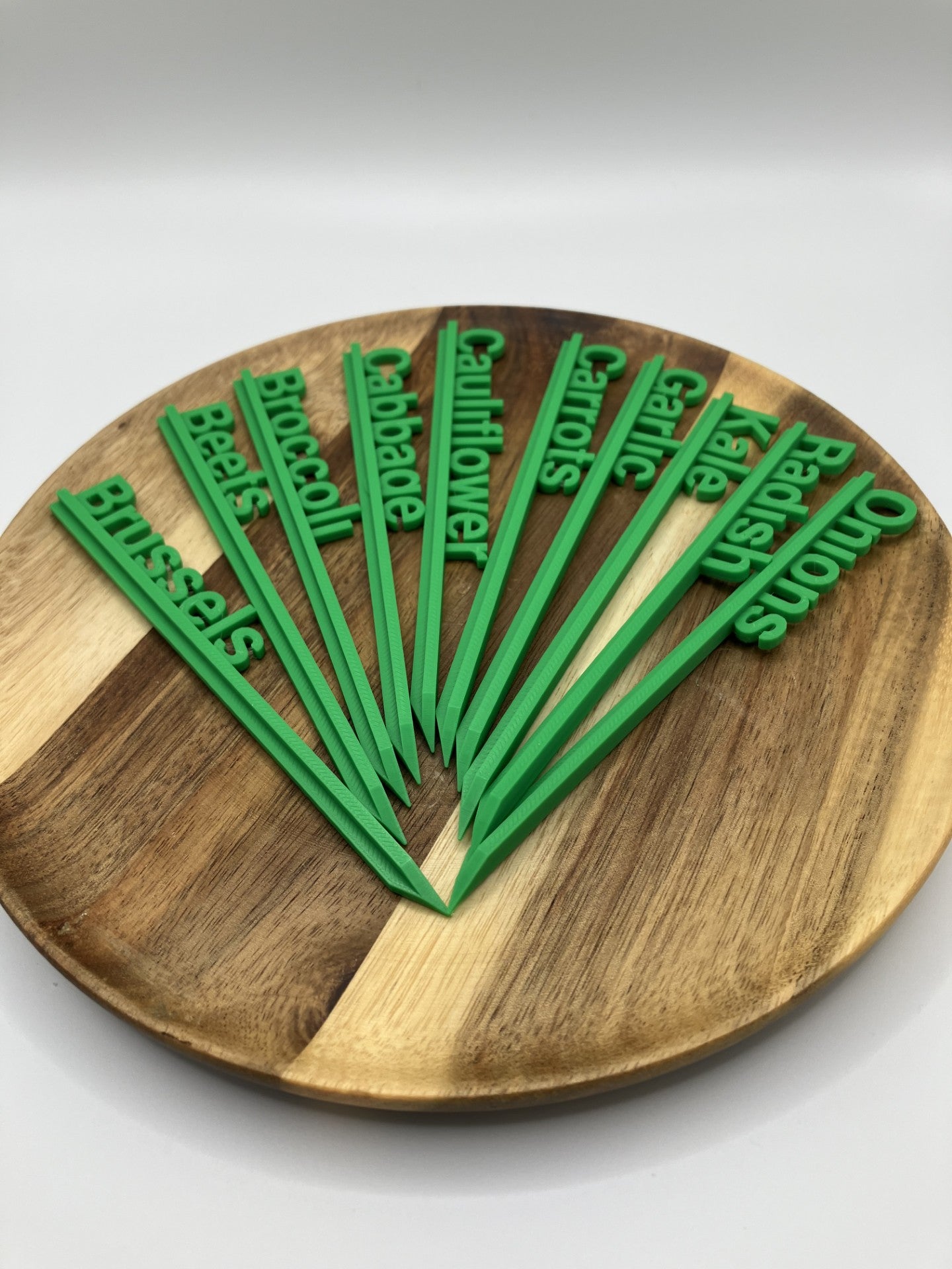 3d printed Garden seedlings plant labels pack A (Qty 10) Beets, Broccoli, Brussels, Cabbage, Carrots, Cauliflower, Onions, Radish, Garlic & Kale ,